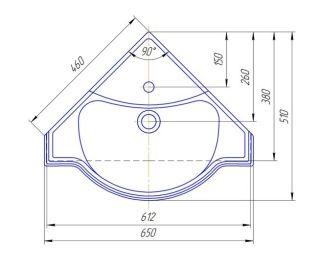 Угловая раковина Kirovit Классик 65см белый SD-00000374